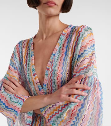 Zigzag sheer tiered beach dress | Missoni