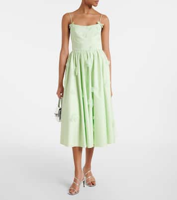 Robe midi en coton à fleurs | Self-Portrait