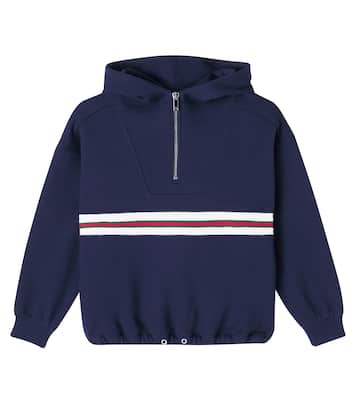 Web Stripe cotton half-zip hoodie | Gucci Kids
