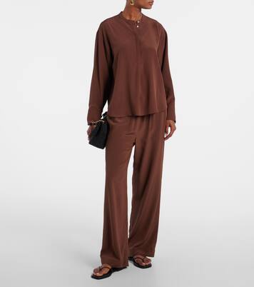 Pantalon ample Aurelia en crêpe de soie | Asceno