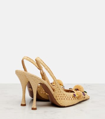 Embellished raffia-effect slingback pumps | Dolce&Gabbana