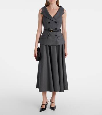 Robe midi en laine mélangée | Self-Portrait