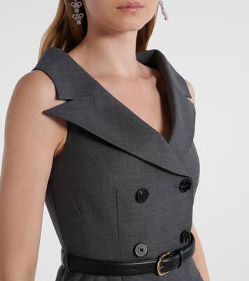 Robe midi en laine mélangée | Self-Portrait