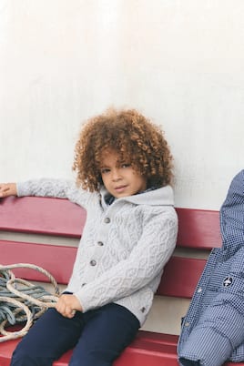 Cable-knit wool cardigan | Tartine et Chocolat