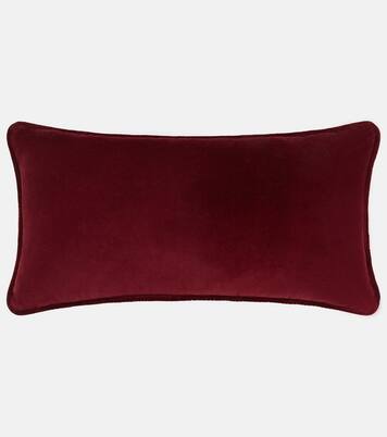Embroidered cotton velvet cushion | Les-Ottomans