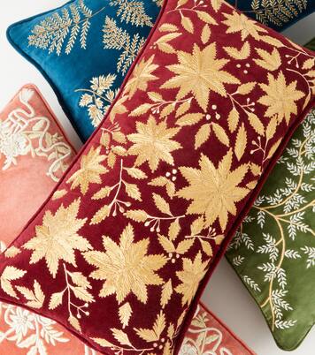 Embroidered cotton velvet cushion | Les-Ottomans