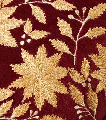 Embroidered cotton velvet cushion | Les-Ottomans