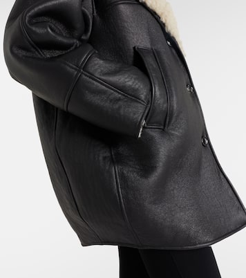 Mantel aus Leder mit Shearling | Alaïa