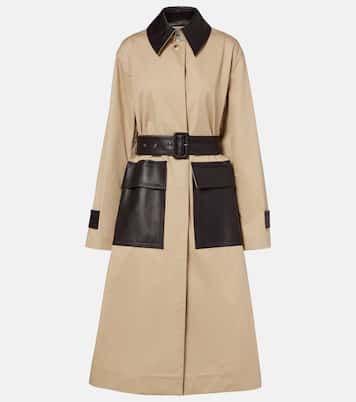 Zaman leather-trimmed cotton trench coat | Joseph