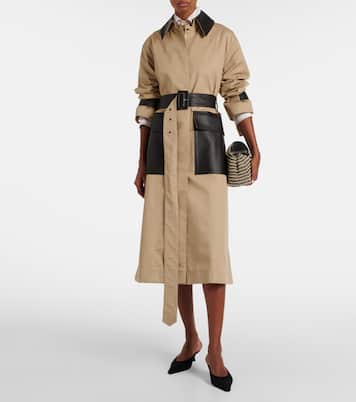 Zaman leather-trimmed cotton trench coat | Joseph