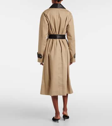 Zaman leather-trimmed cotton trench coat | Joseph