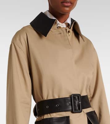 Zaman leather-trimmed cotton trench coat | Joseph