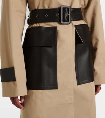 Zaman leather-trimmed cotton trench coat | Joseph