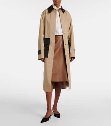 Zaman leather-trimmed cotton trench coat | Joseph