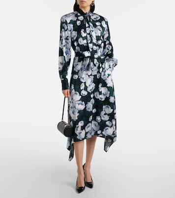 Abito midi in raso con stampa floreale | Stella McCartney