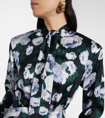 Abito midi in raso con stampa floreale | Stella McCartney