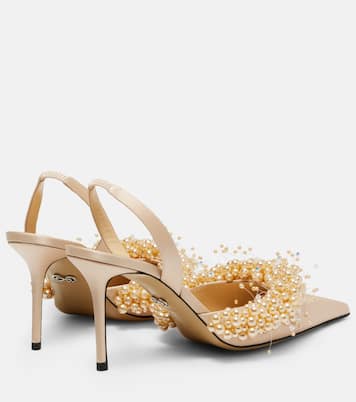 Slingback-Pumps Floating Pearls 85 aus Satin | Mach & Mach