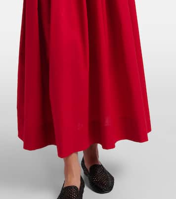 Vestido midi Clover de popelín de algodón fruncido | Dôen