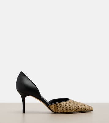 Taylerbinu leather-trimmed woven pumps | Manolo Blahnik
