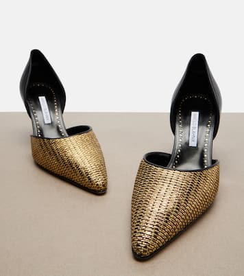 Taylerbinu leather-trimmed woven pumps | Manolo Blahnik