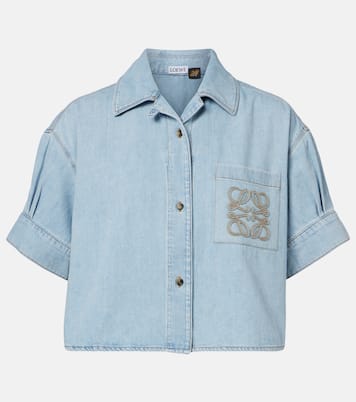 Paula's Ibiza Anagram cropped denim shirt | Loewe