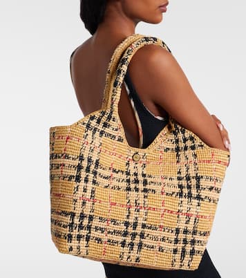 Burberry Check Large raffia tote bag | Burberry