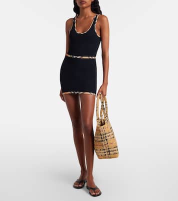 Burberry Check Large raffia tote bag | Burberry