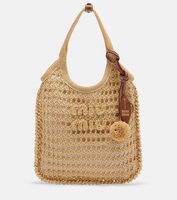 Ivy crochet raffia shoulder bag | Miu Miu