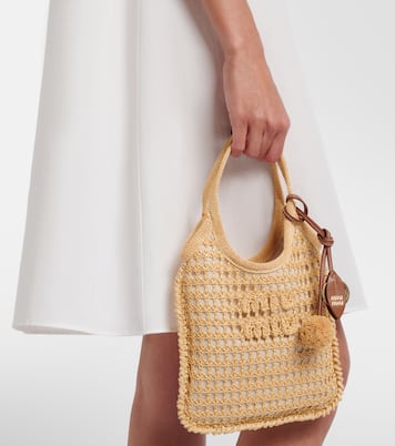Ivy crochet raffia shoulder bag | Miu Miu