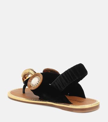 Embellished cotton thong sandals | Miu Miu