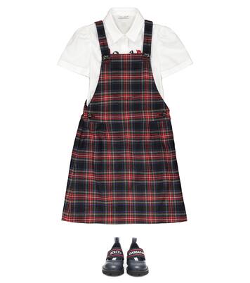 Checked stretch wool-blend dress | Dolce&Gabbana Kids