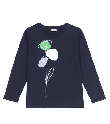 Floral long-sleeved cotton T-shirt | Il Gufo