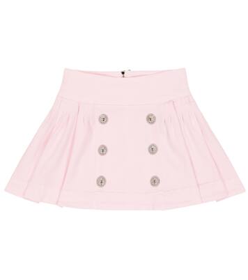 Pleated cotton-blend button skirt | Balmain Kids