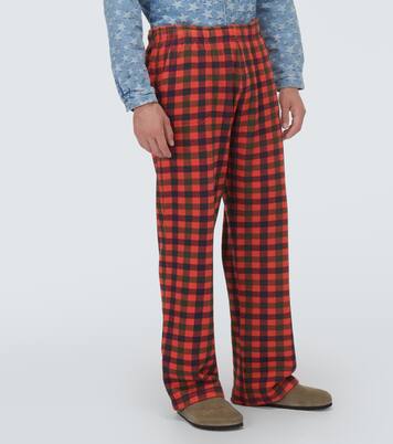 Pantalon droit en coton à carreaux | ERL