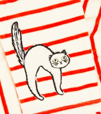 Appliqué striped velour sweatpants | Mini Rodini