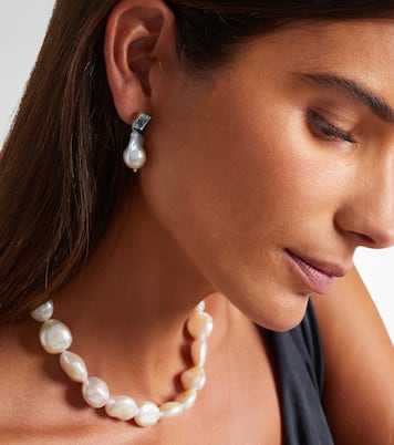 14kt gold earrings with pearls and topaz | Mateo