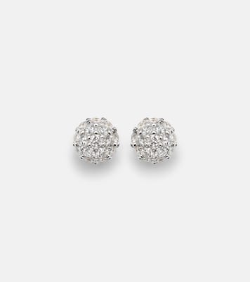 Dainty Mirror Ball 10kt gold stud earrings with diamonds | Stone and Strand
