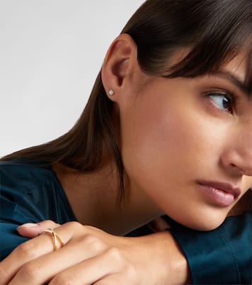 Dainty Mirror Ball 10kt gold stud earrings with diamonds | Stone and Strand