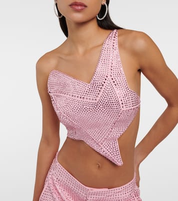 Cropped-Top aus Jersey mit Kristallen | Area