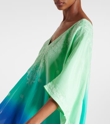 Embroidered ombré silk kaftan | Juliet Dunn