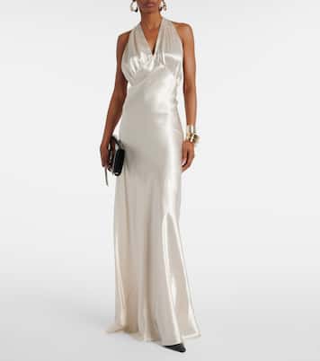 Halterneck satin gown | Saint Laurent