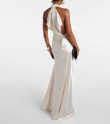 Halterneck satin gown | Saint Laurent