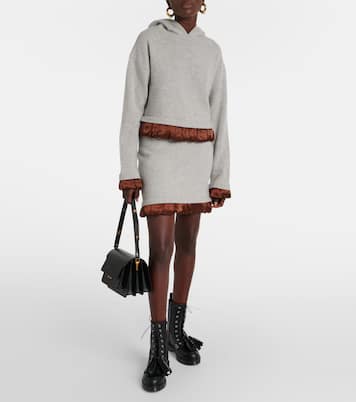 Cropped satin-trimmed wool hoodie | JW Anderson