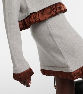 Cropped satin-trimmed wool hoodie | JW Anderson