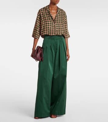 Chemise en satin à motif pied-de-poule | Dries Van Noten