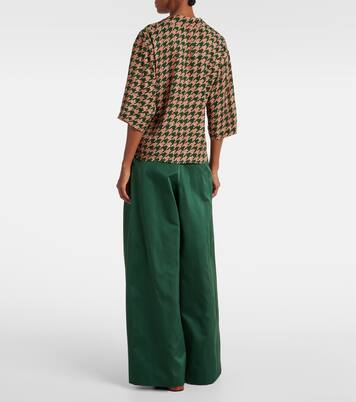 Chemise en satin à motif pied-de-poule | Dries Van Noten