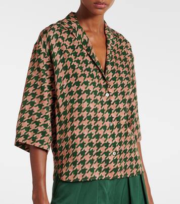 Chemise en satin à motif pied-de-poule | Dries Van Noten