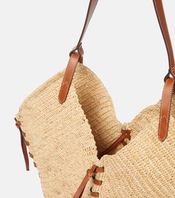 Tampa leather-trimmed raffia shoulder bag | Isabel Marant