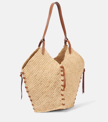 Tampa leather-trimmed raffia shoulder bag | Isabel Marant