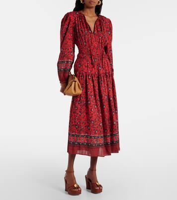 Robe midi Mona en coton mélangé à fleurs | Ulla Johnson